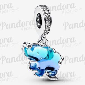 Pandora Blue Murano Glass Elephant Dangle Charm
